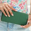Best Dear-Lover Woven Textured Zip Around Long Wallet Blackish Green