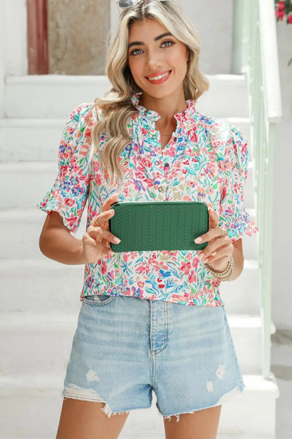 Best Dear-Lover Woven Textured Zip Around Long Wallet Blackish Green