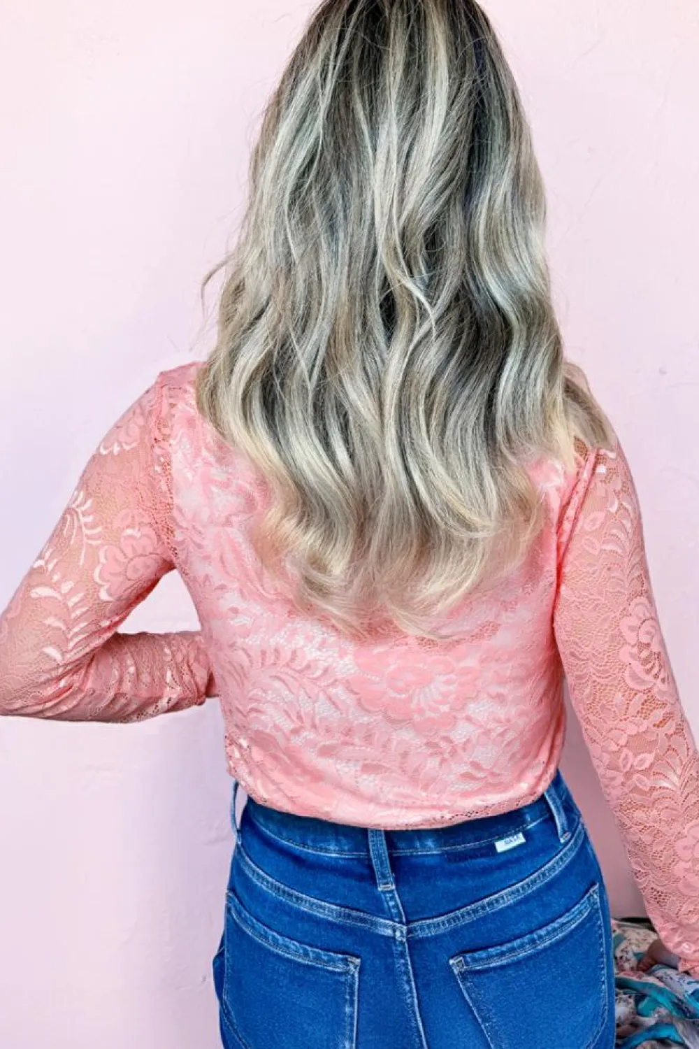 Best Dear-Lover Floral Lace Sheer Long Sleeve Top Blossom