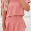 Sale Dear-Lover 2pcs Cropped Tee and Ruffle High Waist Skort Set Blossom