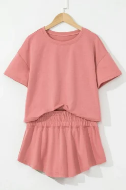 Sale Dear-Lover 2pcs Cropped Tee and Ruffle High Waist Skort Set Blossom