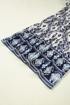 New Dear-Lover Boho Pattern Print High Waist Wide Leg Loose Pants Blue