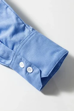 Hot Dear-Lover Boyfriend Chest Pocket Tunic Shirt Blue