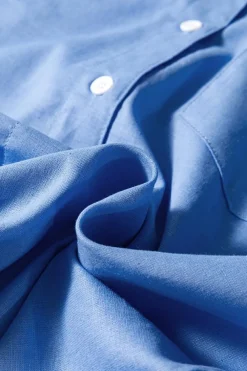 Hot Dear-Lover Boyfriend Chest Pocket Tunic Shirt Blue