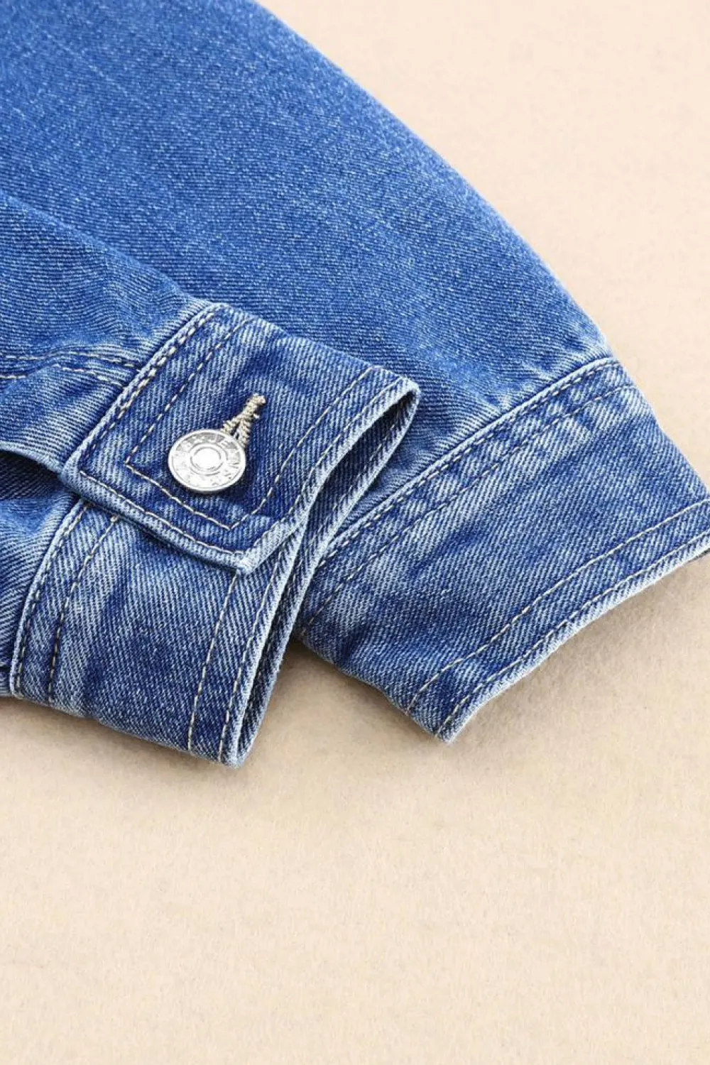 Best Dear-Lover Chest Pockets Drop Shoulder Loose Denim Jacket Blue