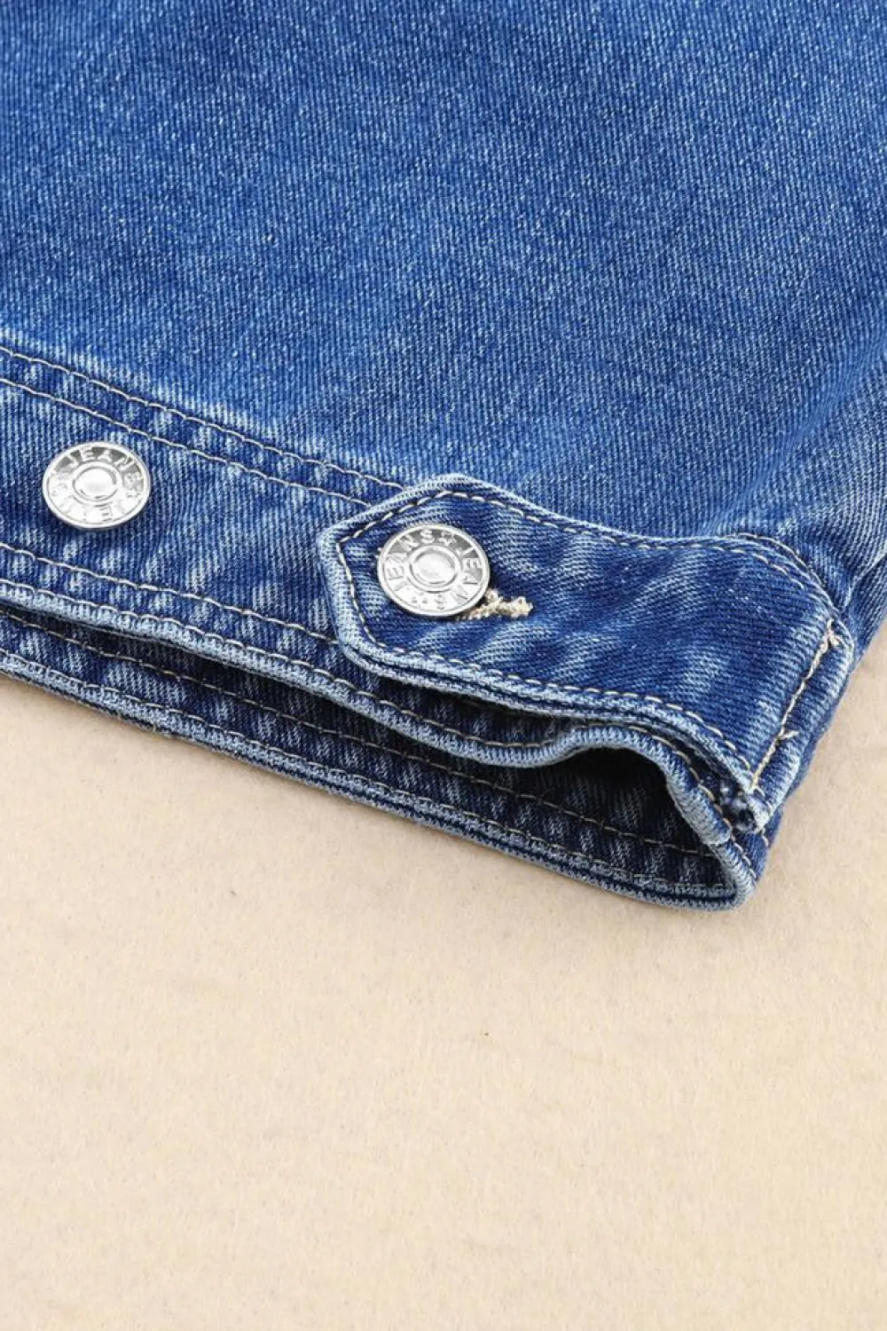 Best Dear-Lover Chest Pockets Drop Shoulder Loose Denim Jacket Blue