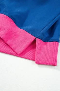 Discount Dear-Lover Colorblock Bubble Sleeve Sweatshirt Blue
