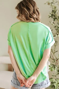 Outlet Dear-Lover Colorblock Rounded Hem Loose T Shirt Blue