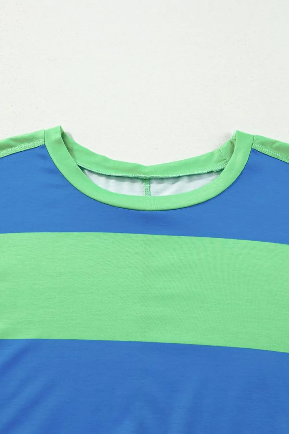 Sale Dear-Lover Colorblock Striped Drop Shoulder Loose Top Blue