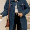 New Dear-Lover Contrast Flap Pocket Single Breasted Teddy Coat Blue