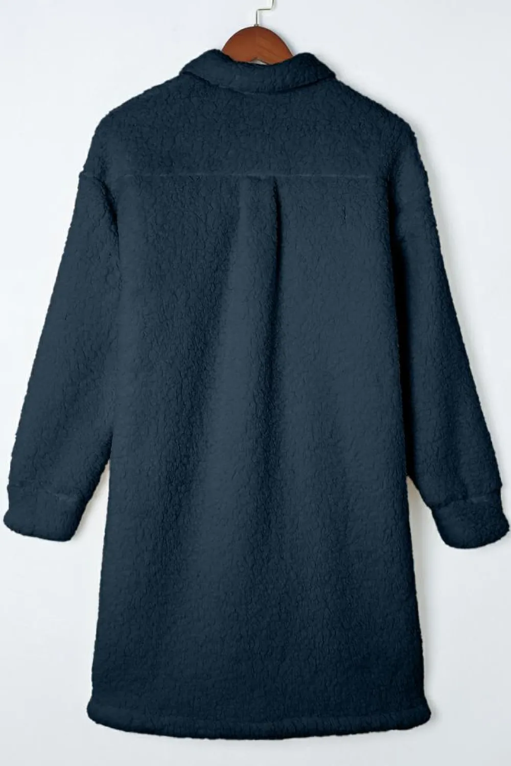 New Dear-Lover Contrast Flap Pocket Single Breasted Teddy Coat Blue