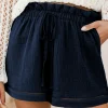 Clearance Dear-Lover Cotton Gauze Paperbag Shorts Blue