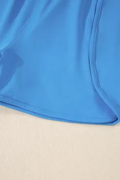 Best Dear-Lover Crossed Spaghetti Straps Drawstring Waist Sporty Romper Blue