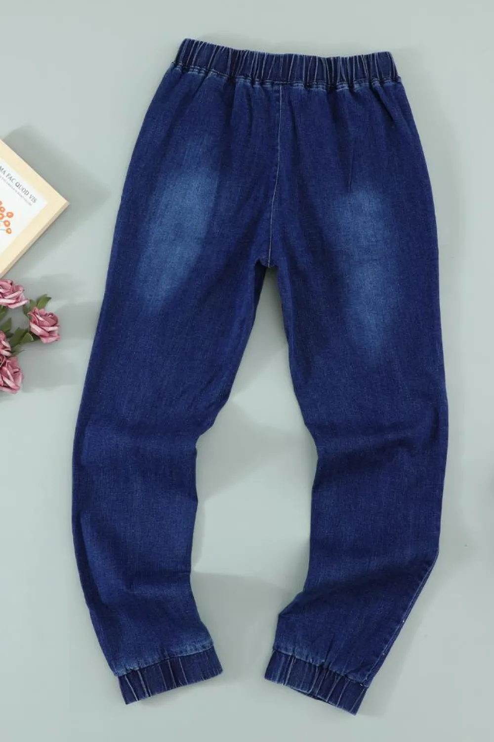 Best Dear-Lover Distress Drawstring Pocketed Joggers Blue