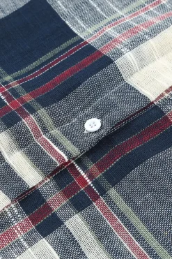 Best Dear-Lover Distressed Raw Edge Plaid Print Shirt Blue