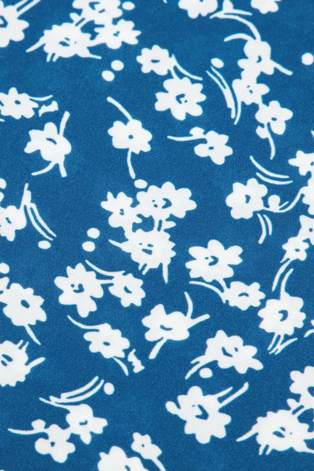 Best Dear-Lover Ditsy Floral Print Lantern Sleeve Blouse Blue