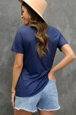 New Dear-Lover God Bless the USA Print Tie Dye T-Shirt Blue