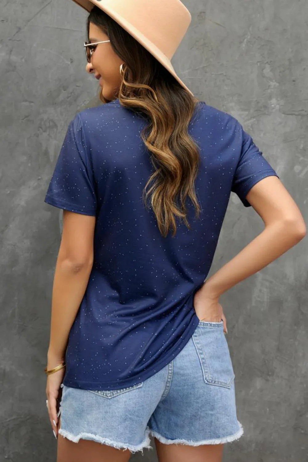 New Dear-Lover God Bless the USA Print Tie Dye T-Shirt Blue