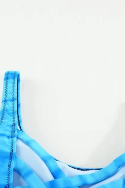 Fashion Dear-Lover Gradient Criss Cross Back One Piece Swimsuit Blue