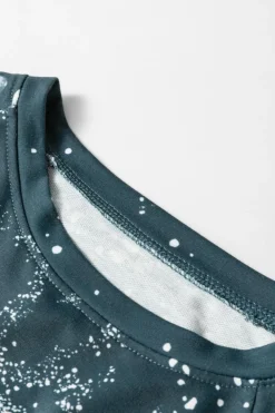 Clearance Dear-Lover Leopard Bleached Raglan Sleeve Crewneck Sweatshirt Blue