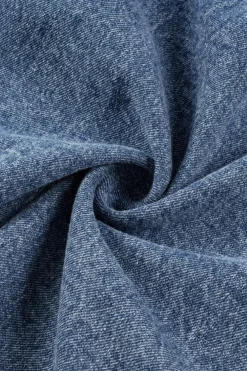 Best Dear-Lover Mineral Wash Cuffed Sleeve Frayed Hem Denim Dress Blue