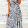 Outlet Dear-Lover Paisley Print Twist Detail Smocked Back Spaghetti Straps Long Dress Blue