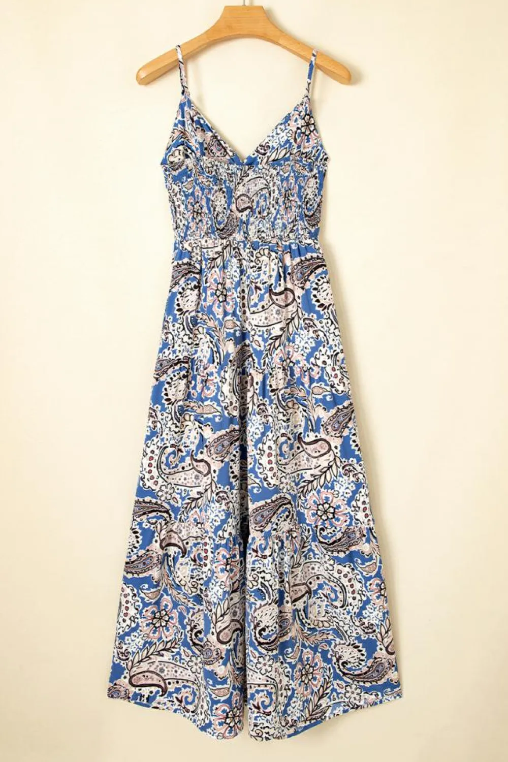 Outlet Dear-Lover Paisley Print Twist Detail Smocked Back Spaghetti Straps Long Dress Blue