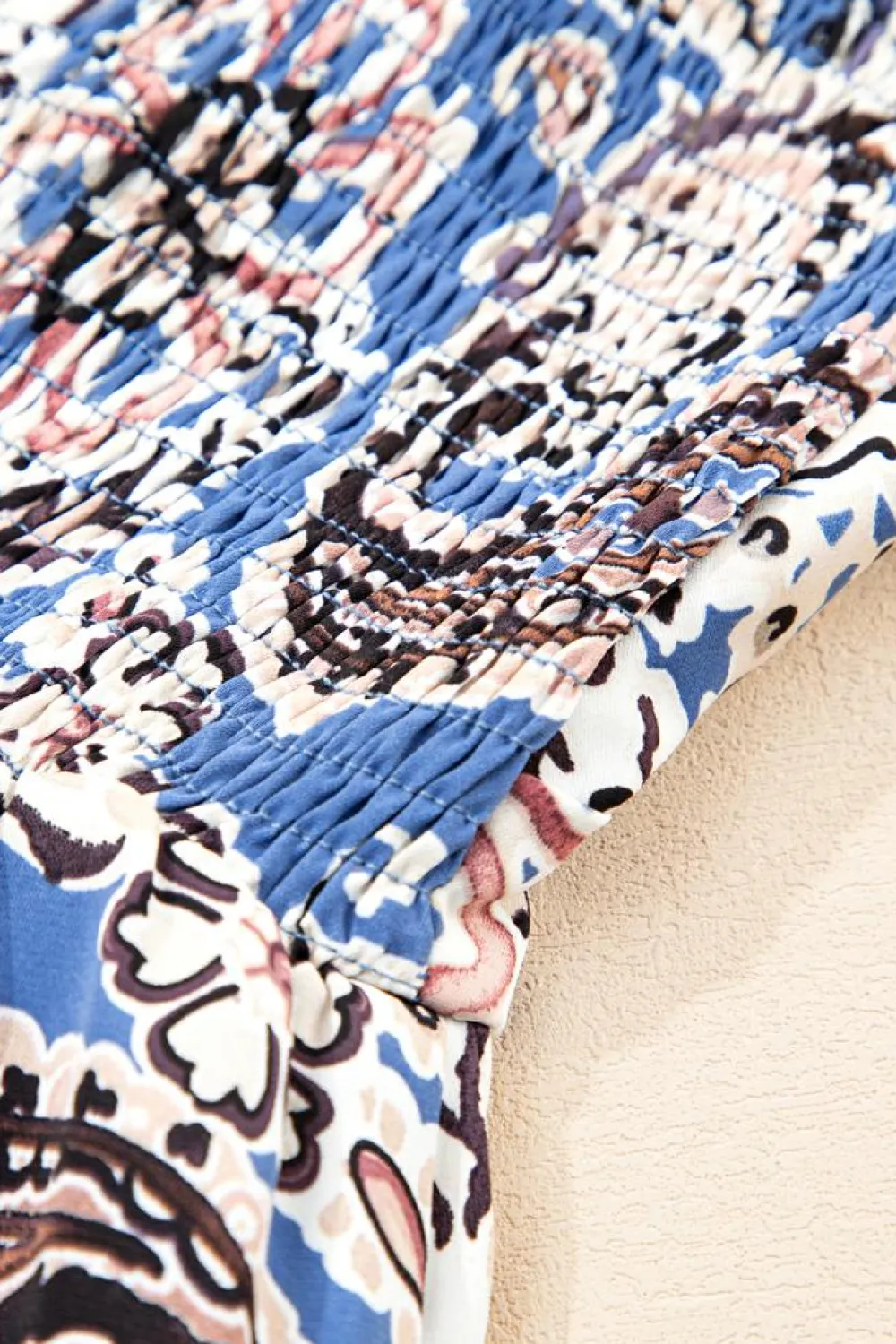 Outlet Dear-Lover Paisley Print Twist Detail Smocked Back Spaghetti Straps Long Dress Blue