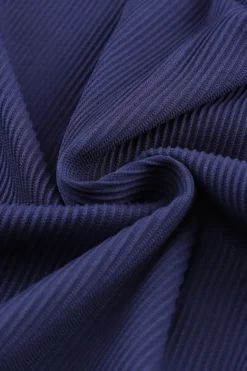 Best Dear-Lover Ribbed Texture Lace Trim V Neck Long Sleeve Top Blue