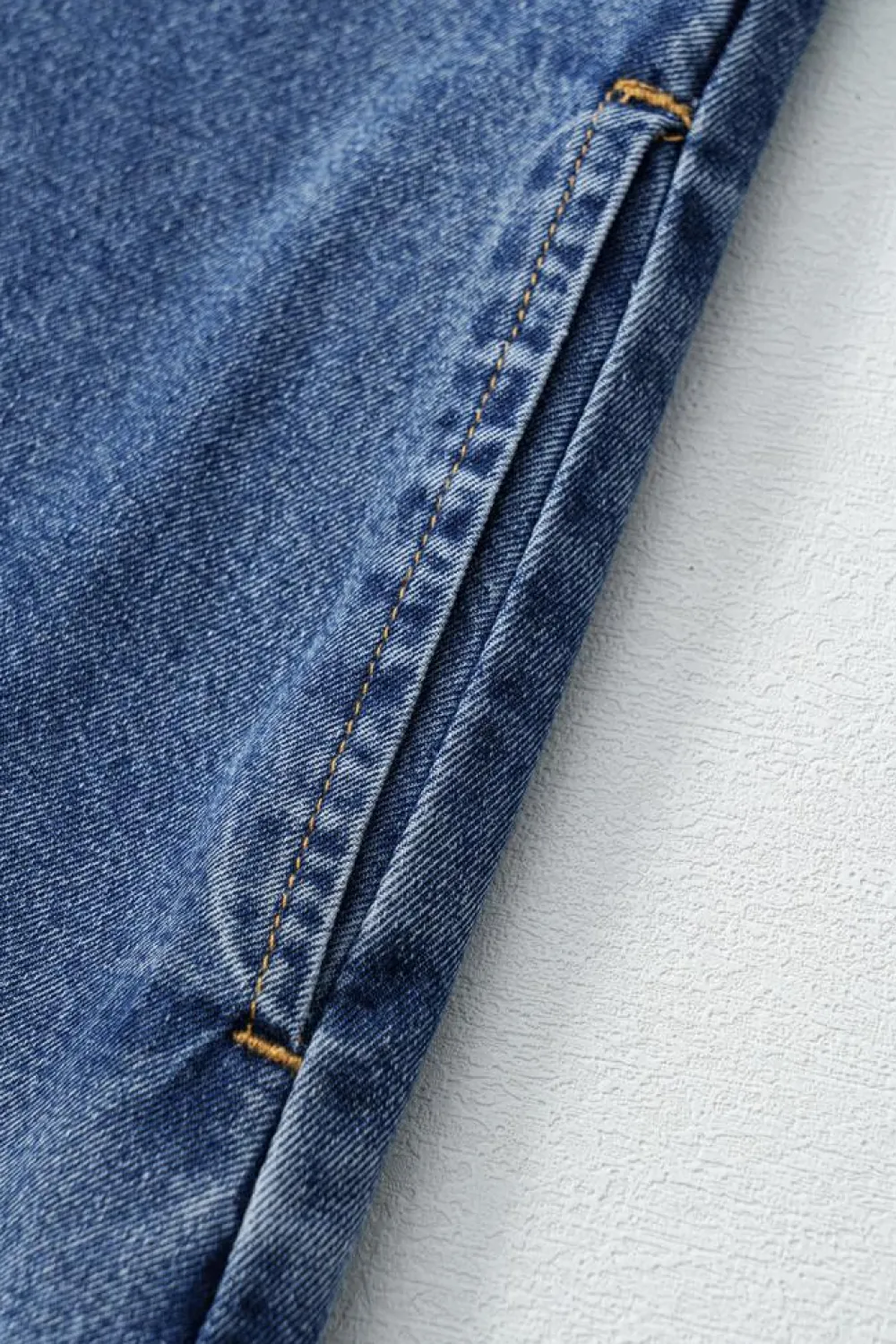 Sale Dear-Lover Short Sleeve Collared Patched Pocket Denim Mini Dress Blue
