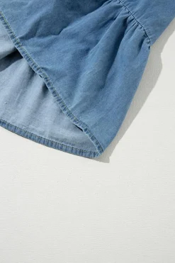 New Dear-Lover Sleeveless Tiered Chambray Maxi Dress Blue