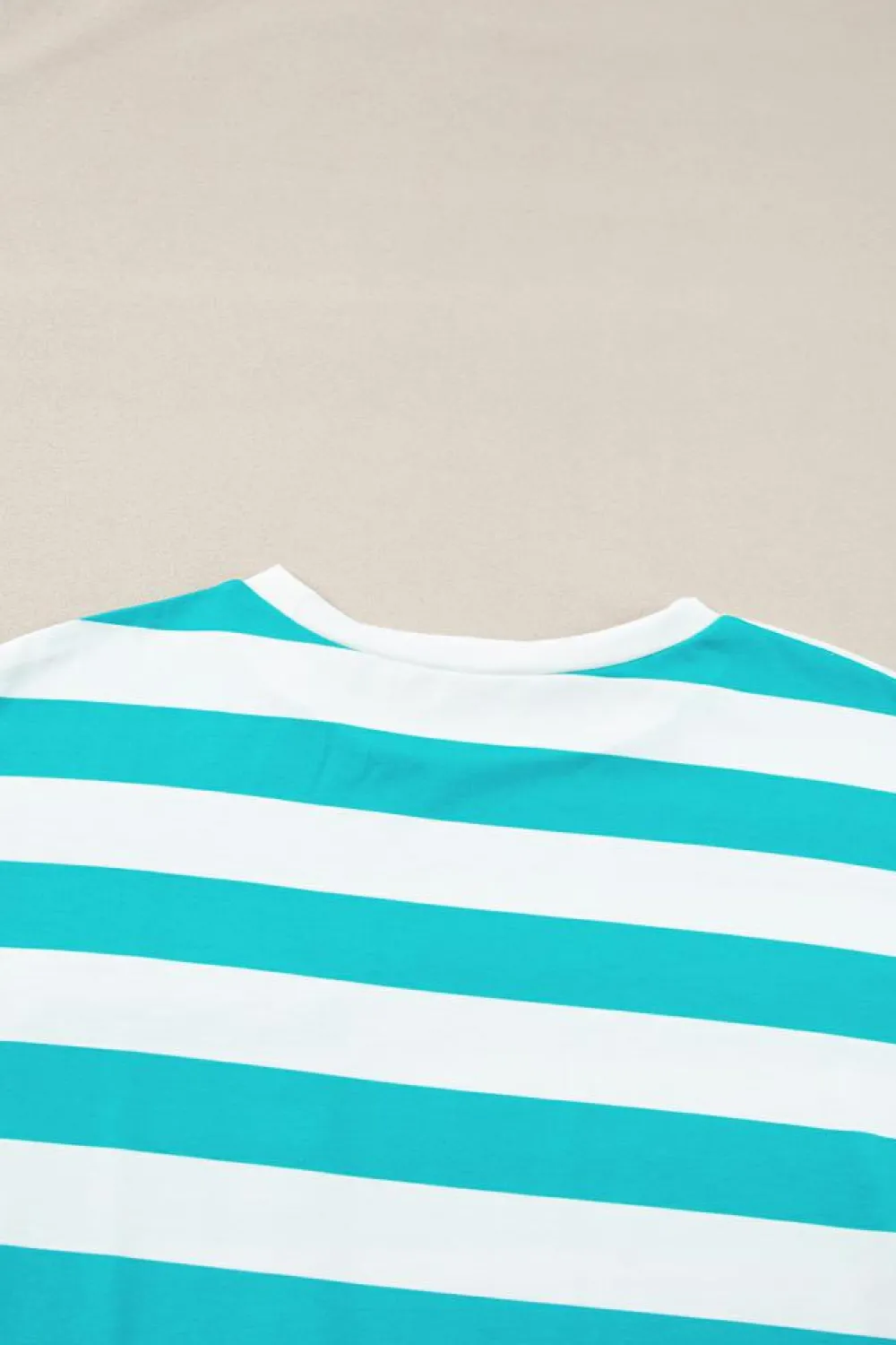 New Dear-Lover Contrast Patch Pocket Drop Sleeve T Shirt Blue Stripe