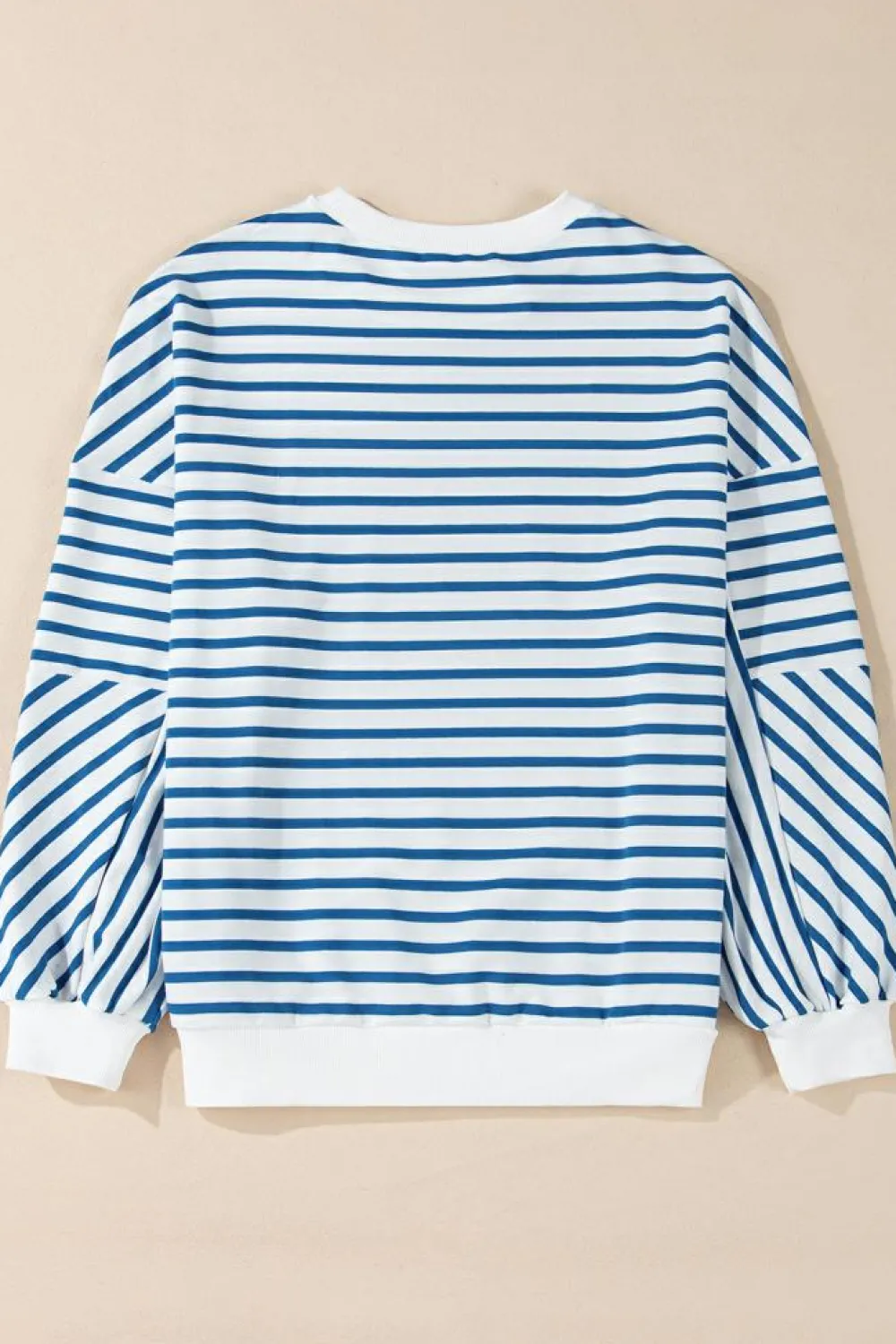 Online Dear-Lover Drop Shoulder Crew Neck Loose Sweatshirt Blue Stripe
