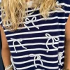 Discount Dear-Lover Knitted Bow Decor Sweater Vest Blue Stripe