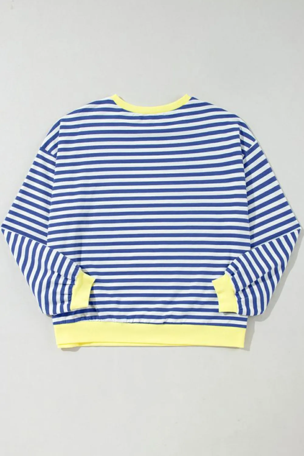 New Dear-Lover Oversized Contrast Trim Pullover Sweatshirt Blue Stripe