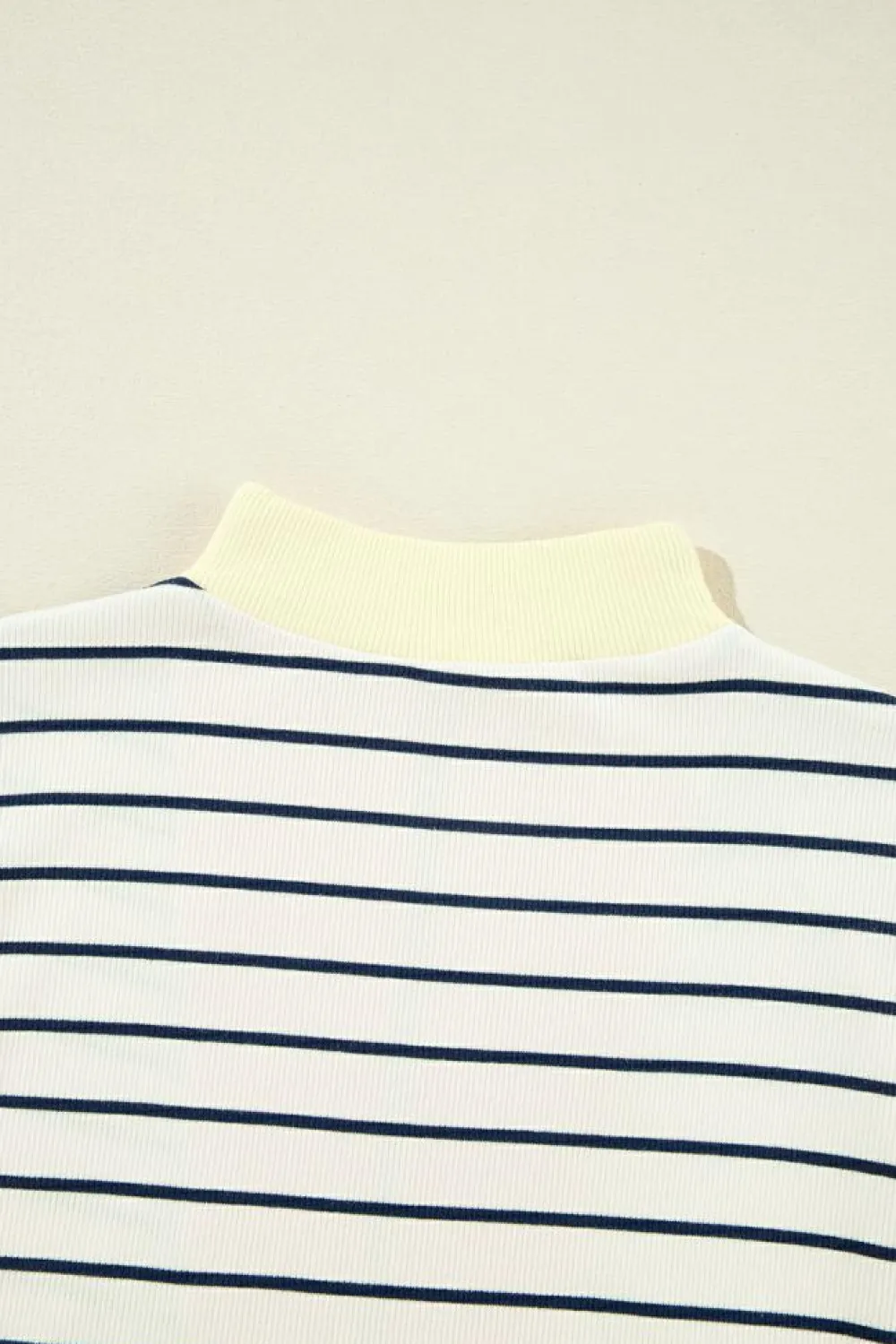Sale Dear-Lover Quarter Zip Collared Cap Sleeve Mini Dress Blue Stripe