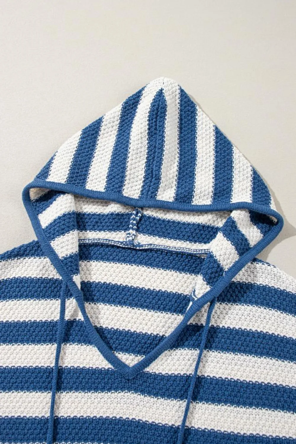 Outlet Dear-Lover V Neck Pocketed Drawstring Hooded Sweater Blue Stripe