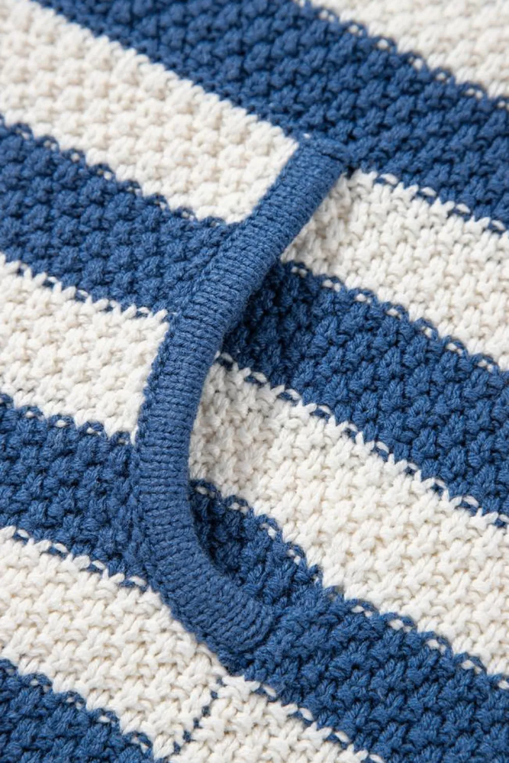 Outlet Dear-Lover V Neck Pocketed Drawstring Hooded Sweater Blue Stripe