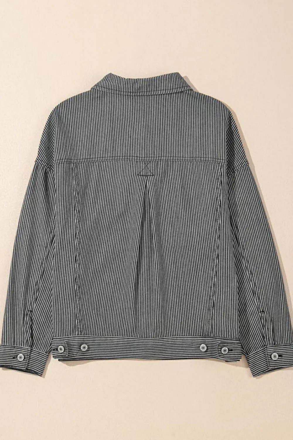 Best Dear-Lover Washed Oversize Pocketed Denim Jacket Blue Stripe