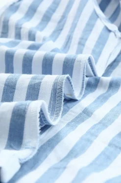 Outlet Dear-Lover Striped Tie Back Ruffle Trim Tank Top Blue