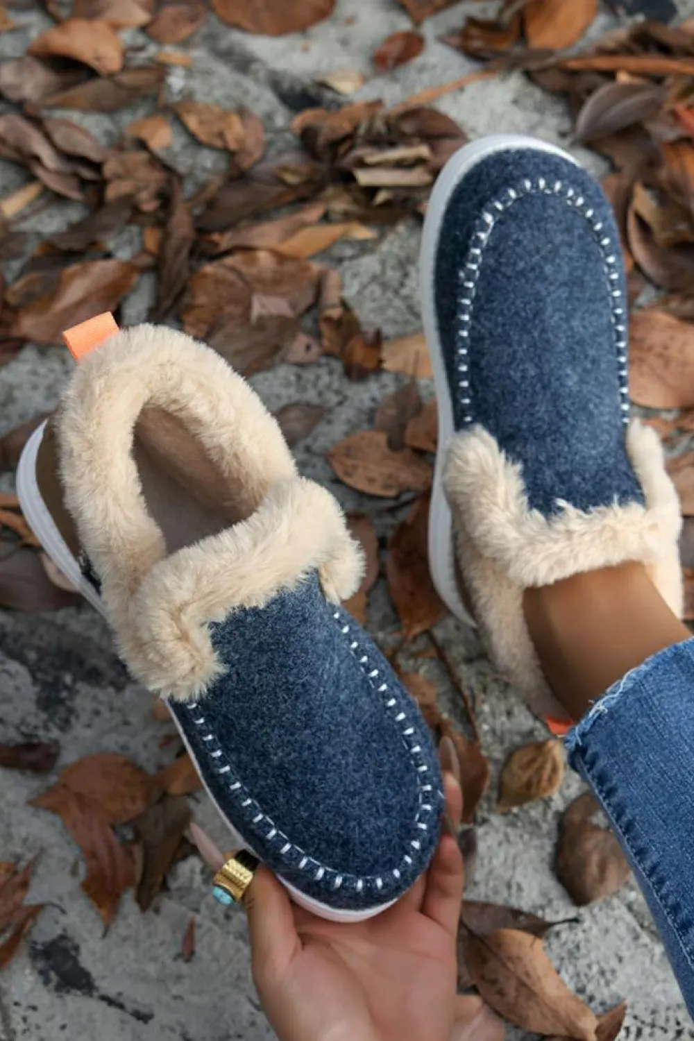 Sale Dear-Lover Suede Stitching Patchwork Plush Lined Anklet Boots Blue