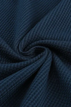 Clearance Dear-Lover Textured Round Neck Long Sleeve Top Blue