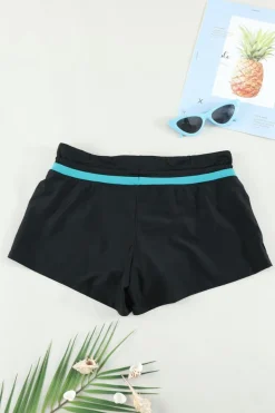 Discount Dear-Lover Blue Trim Black Women Swim Boardshort Black Blue