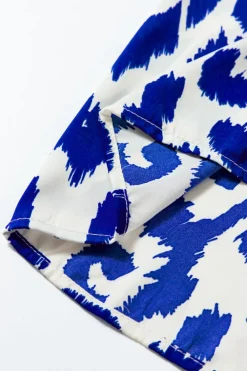 Outlet Dear-Lover Western Abstract Geometric Printed Maxi Dress Blue