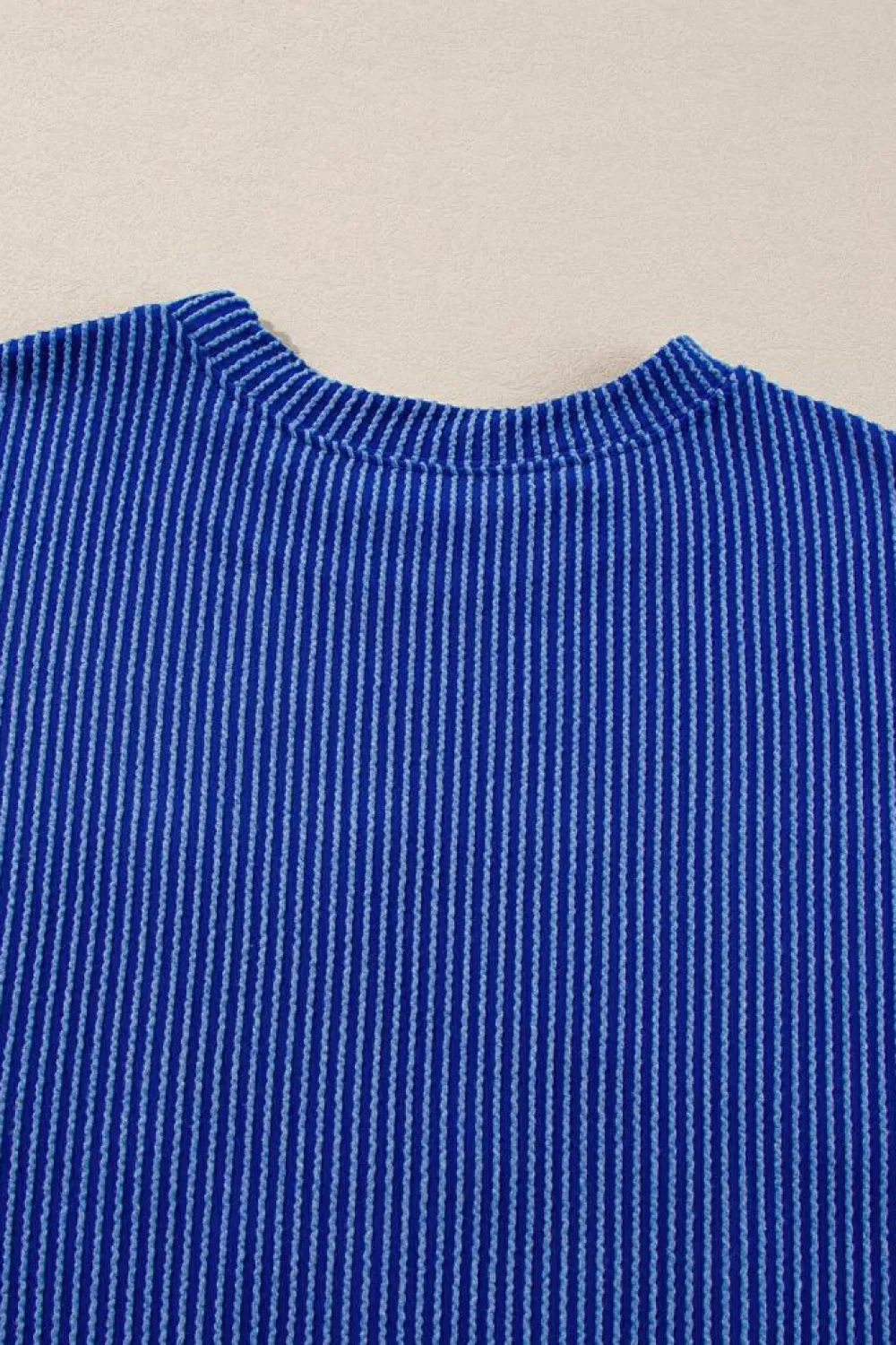 Fashion Dear-Lover Corded GAME DAY Graphic Long Sleeve Crewneck Top Bluing