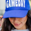 Best Dear-Lover GAME DAY Rugby Football Mesh Back Baseball Cap Bluing