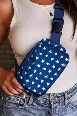 Discount Dear-Lover Independent Day Flag Star Printed Crossbody Bag Bluing