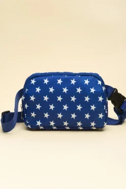Discount Dear-Lover Independent Day Flag Star Printed Crossbody Bag Bluing