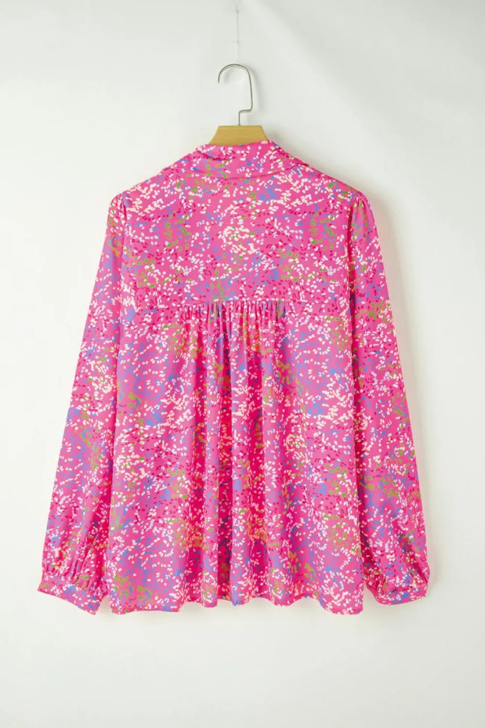 New Dear-Lover Abstract Print Collared V Neck Babydoll Blouse Bonbon