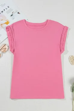 Discount Dear-Lover Braided Cap Sleeve Crew Neck T Shirt Bonbon